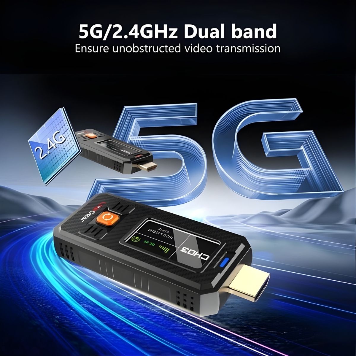 Shimbol TP Mini Trasmettitore HDMI Wireless 5G – 600ft, Latenza 0.07s, 1080p60, Alimentazione USB-C O NPF